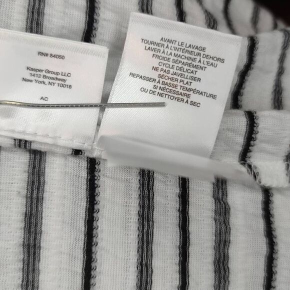 Nine West Women's Striped Bateau Neckline Tie knot Hem Shirt White Medium - Picture 12 of 13